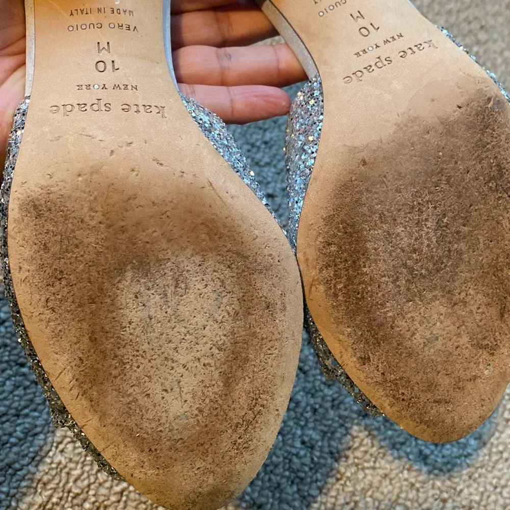 Kate Spade Silver Sela Heels in size 10